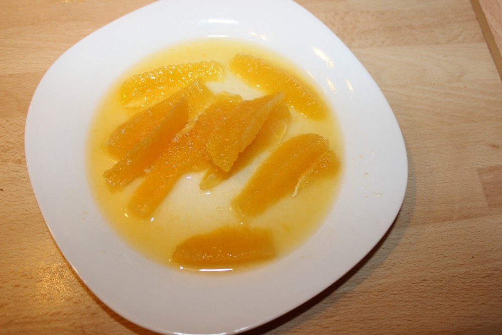 Fertig filetierte Orangen