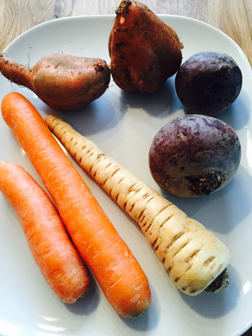Süßkartoffeln, Rote-Beete, Karotten, Pastinake
